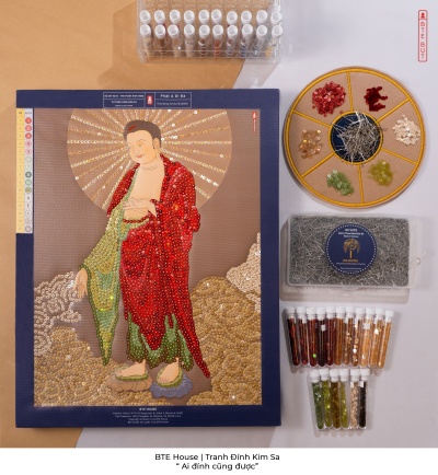 BTE Bộ Tự Đính - Phật A Di Đà - Tranh Đính Kim Sa -PH004